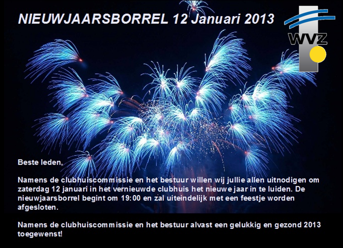 Nieuwjaarsparty zaterdag 12 januari!